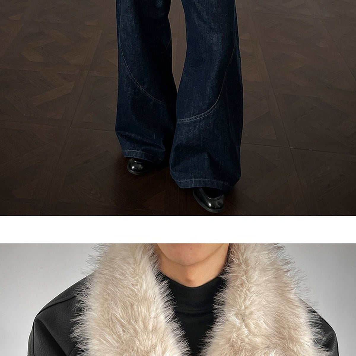 Men's Faux-Leather Shearling-Trim Puffer Jacket - original product reference 1