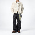 Men's Floral-Embroidered Toggle Jacket in cream - worn view