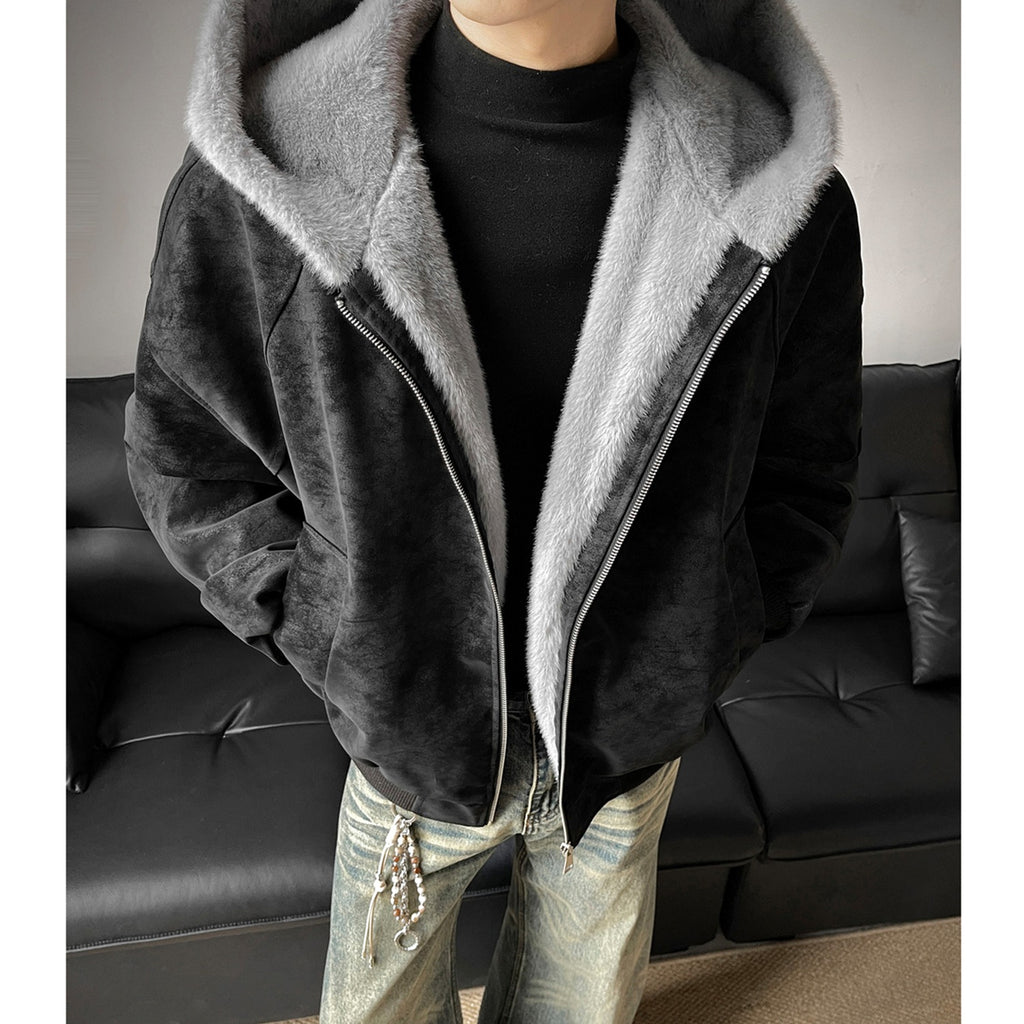 Men's Hooded Faux-Leather Fleece-Lined Jacket - original product reference 3