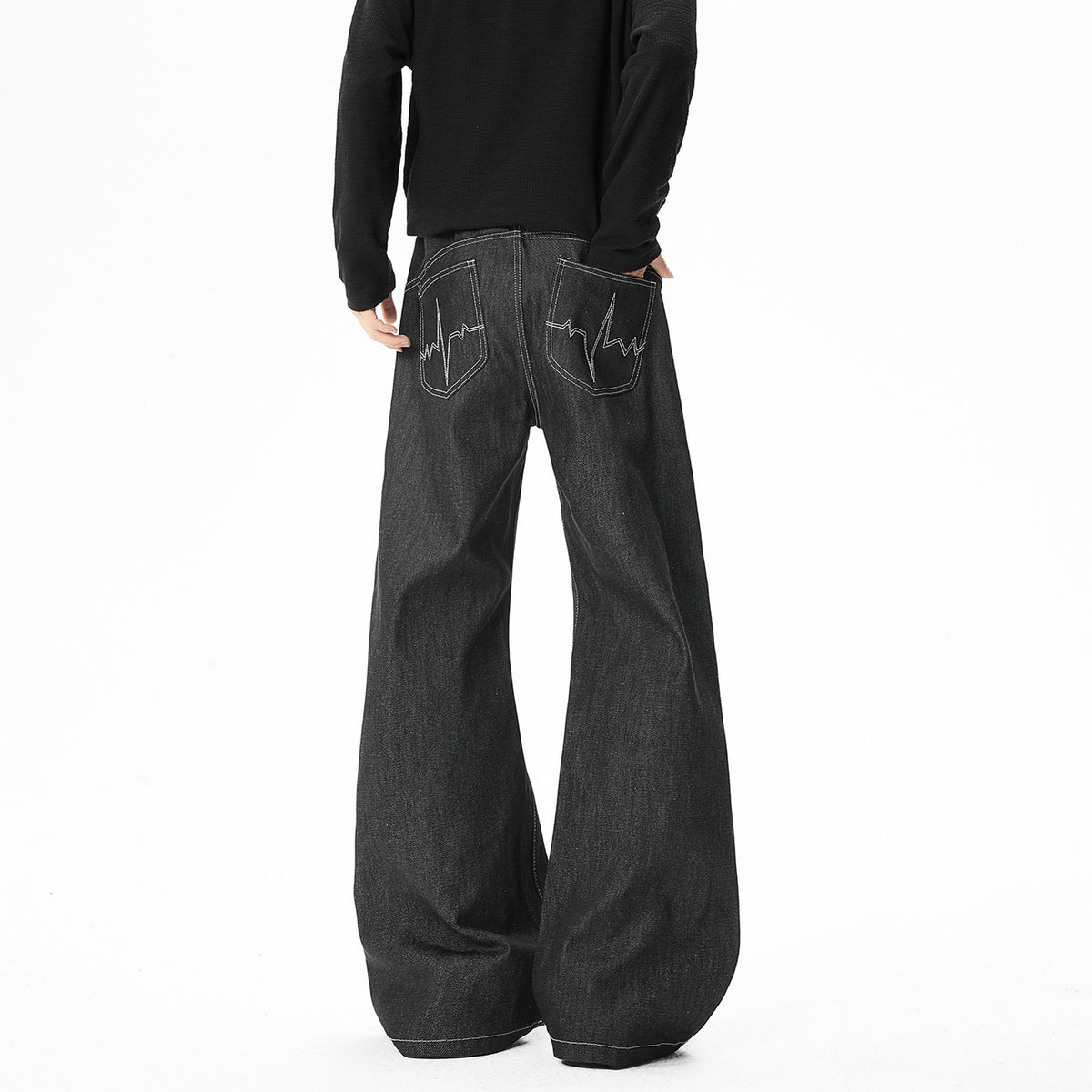 Men's Horse-Print Contrast-Stitch Wide-Leg Jeans - original product reference 3