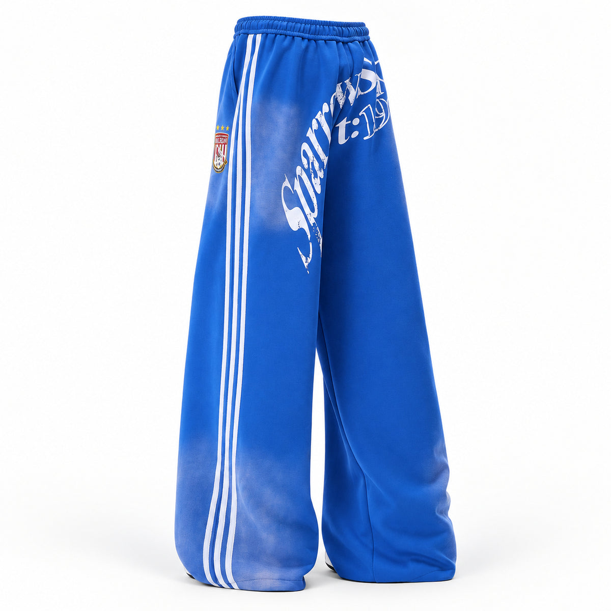 Men's Letter-Print Side-Stripe Wide-Leg Track Pants in blue - product view
