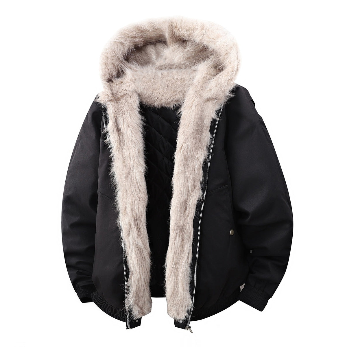 Men's Long-Pile Fleece-Trimmed Hooded Jacket - original product reference 3