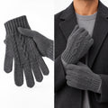 Men's Pure Wool Ribbed Knit Gloves - worn view