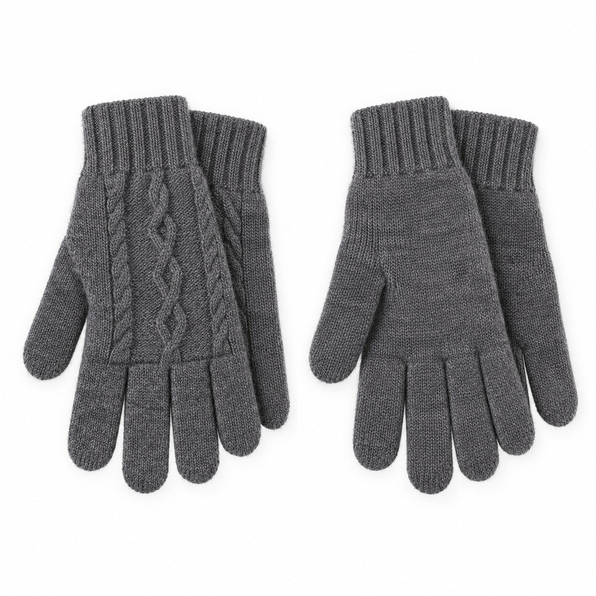 Men's Pure Wool Ribbed Knit Gloves - product view