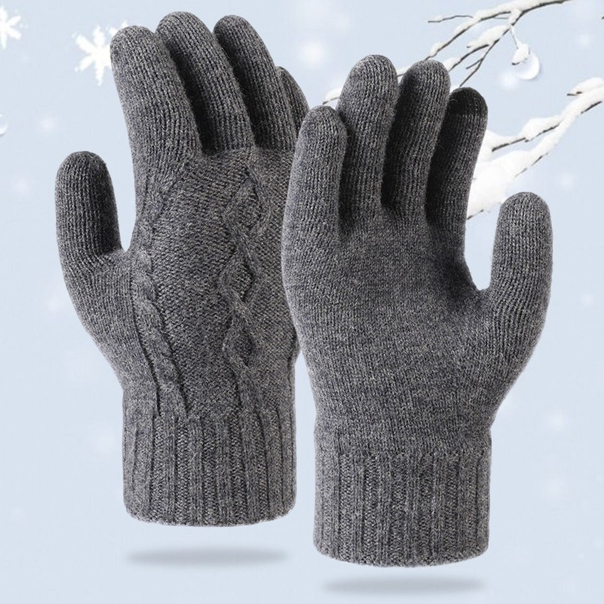 Men's Pure Wool Ribbed Knit Gloves - original product reference 2
