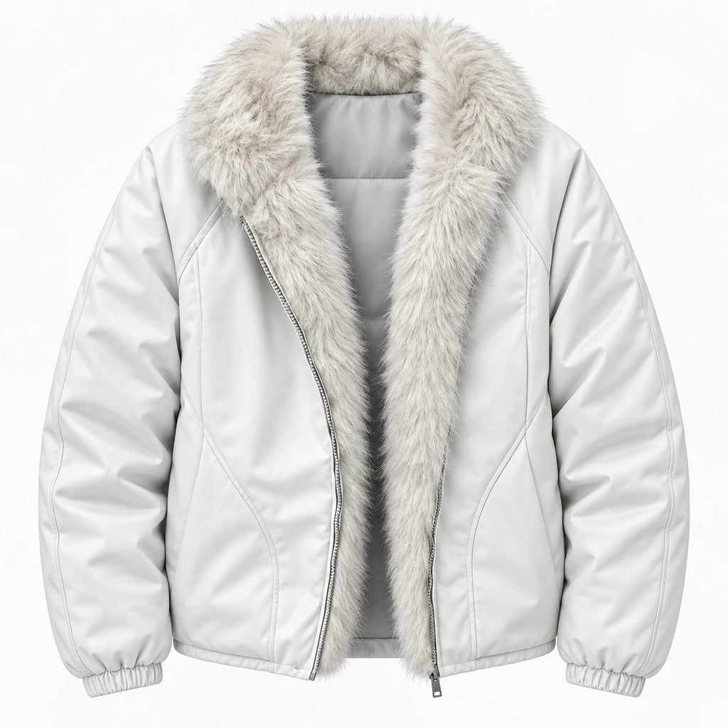 Men's Shearling-Lined Hooded Puffer Jacket in white - product view