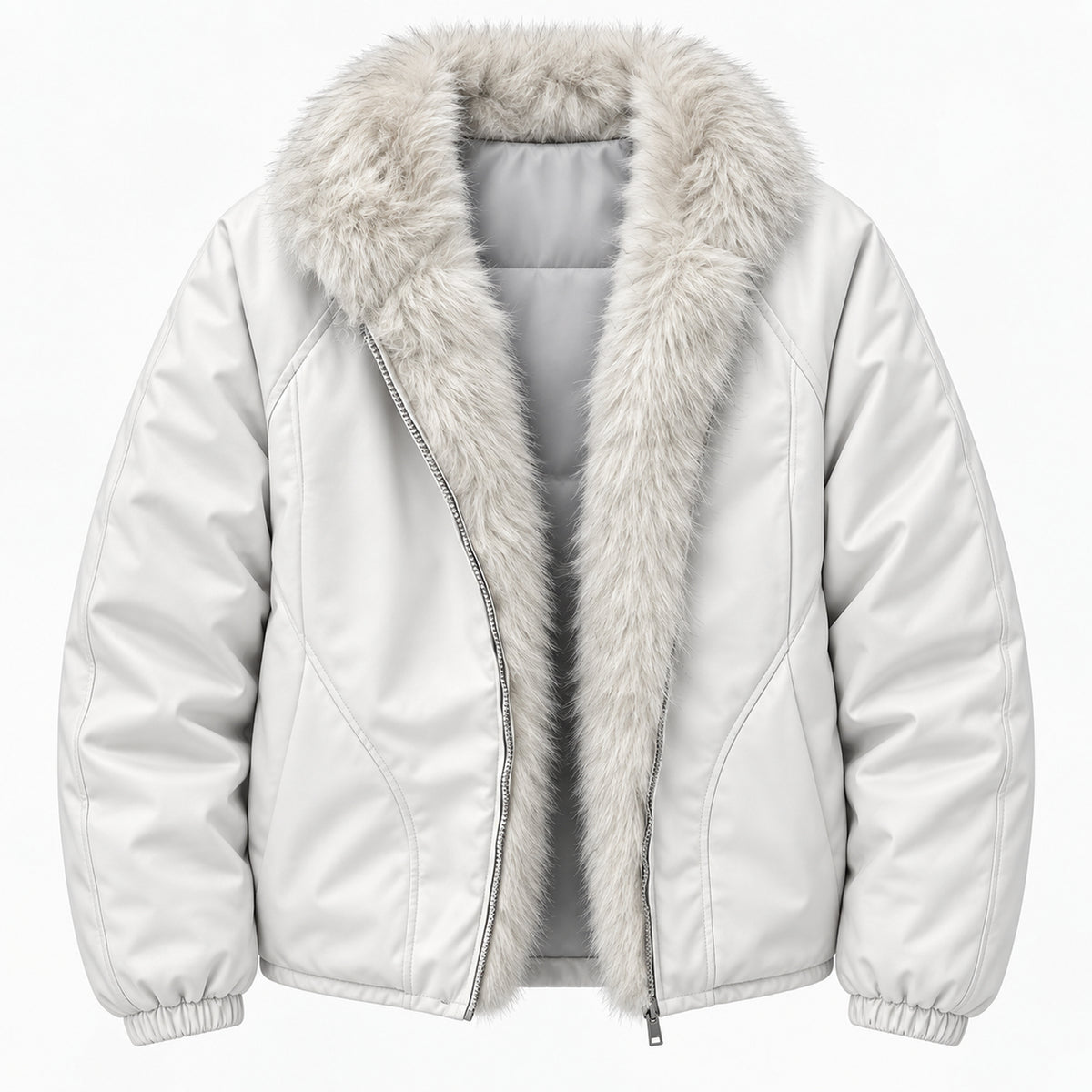 Men's Shearling-Lined Hooded Puffer Jacket in white - product view
