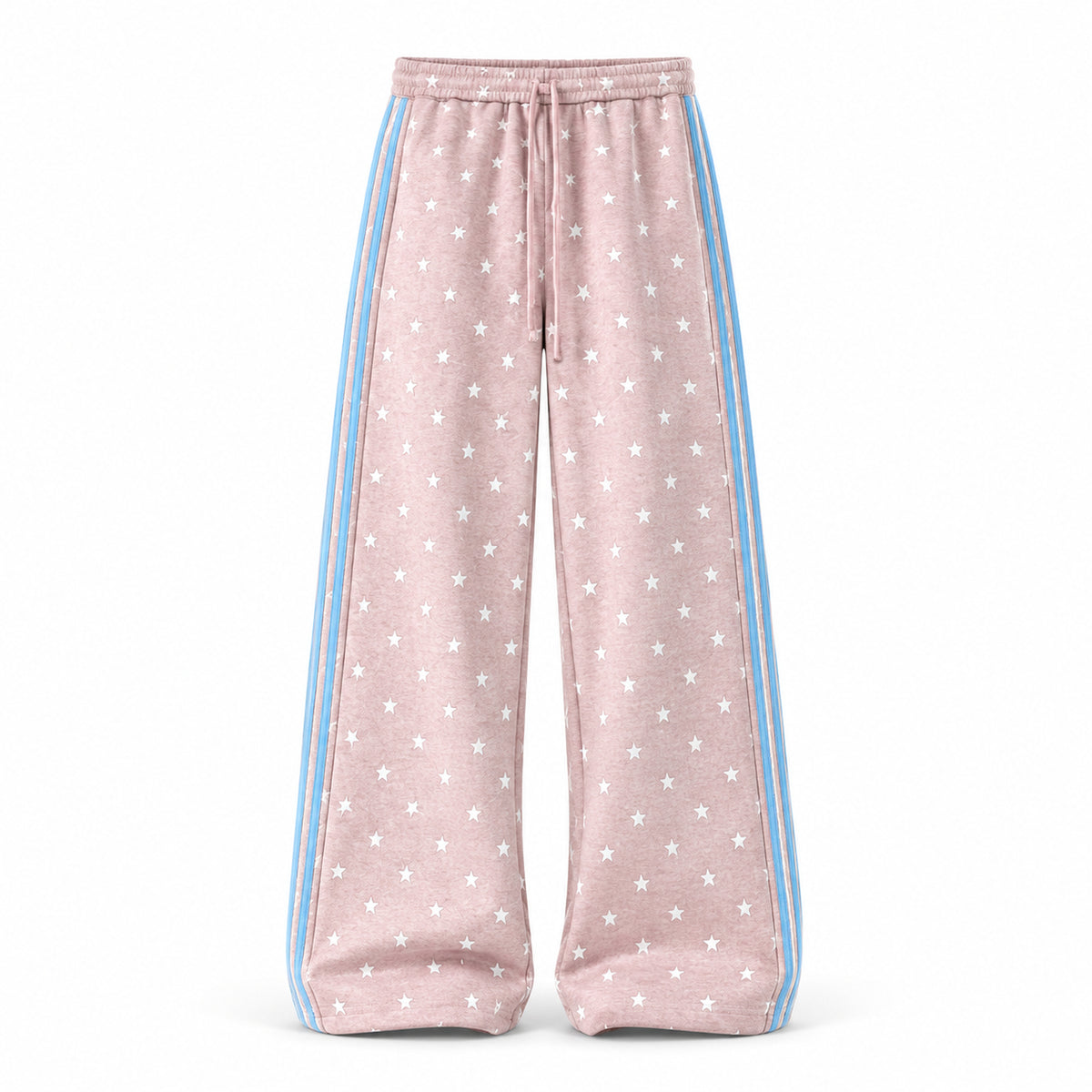 Men's Star-Print Side-Stripe Wide-Leg Sweatpants in pink - product view