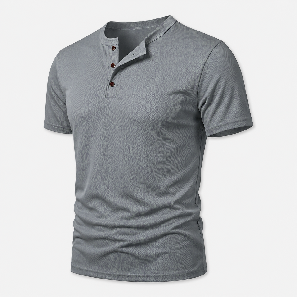 VARENFORM mesh henley short sleeve tee black fabric texture detail