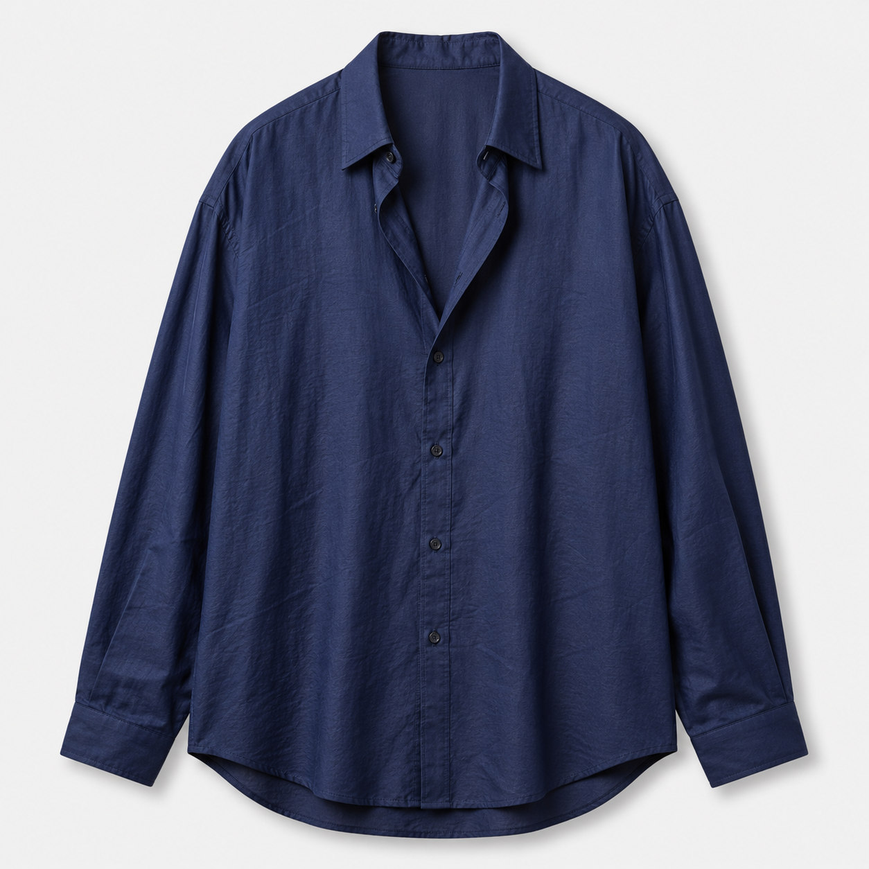 VARENFORM Relaxed Plant Fiber Shirt Shorts Set VF-06659S Deep Blue shirt flat view