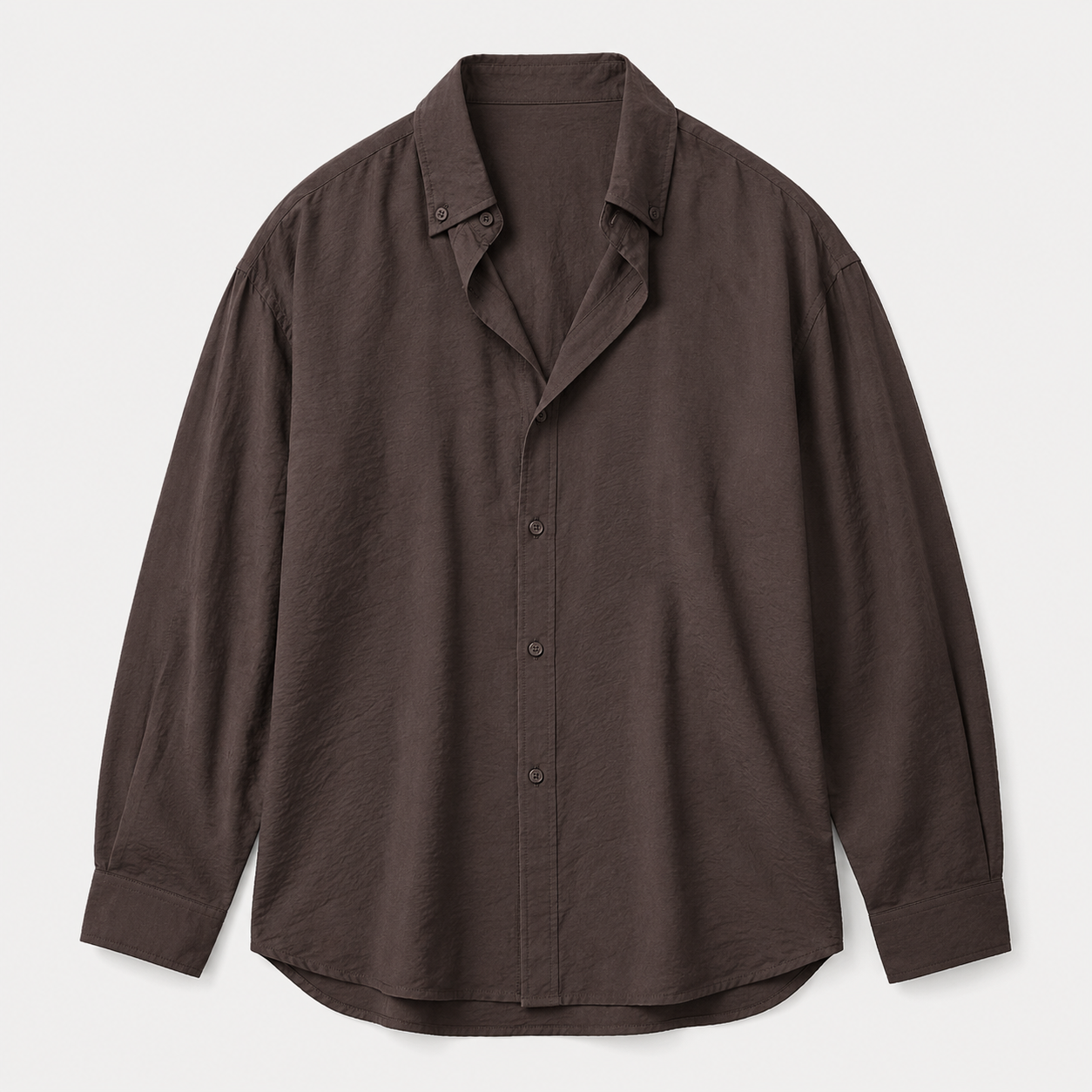 VARENFORM Relaxed Plant Fiber Shirt Shorts Set VF-06659S Espresso Brown shirt flat view