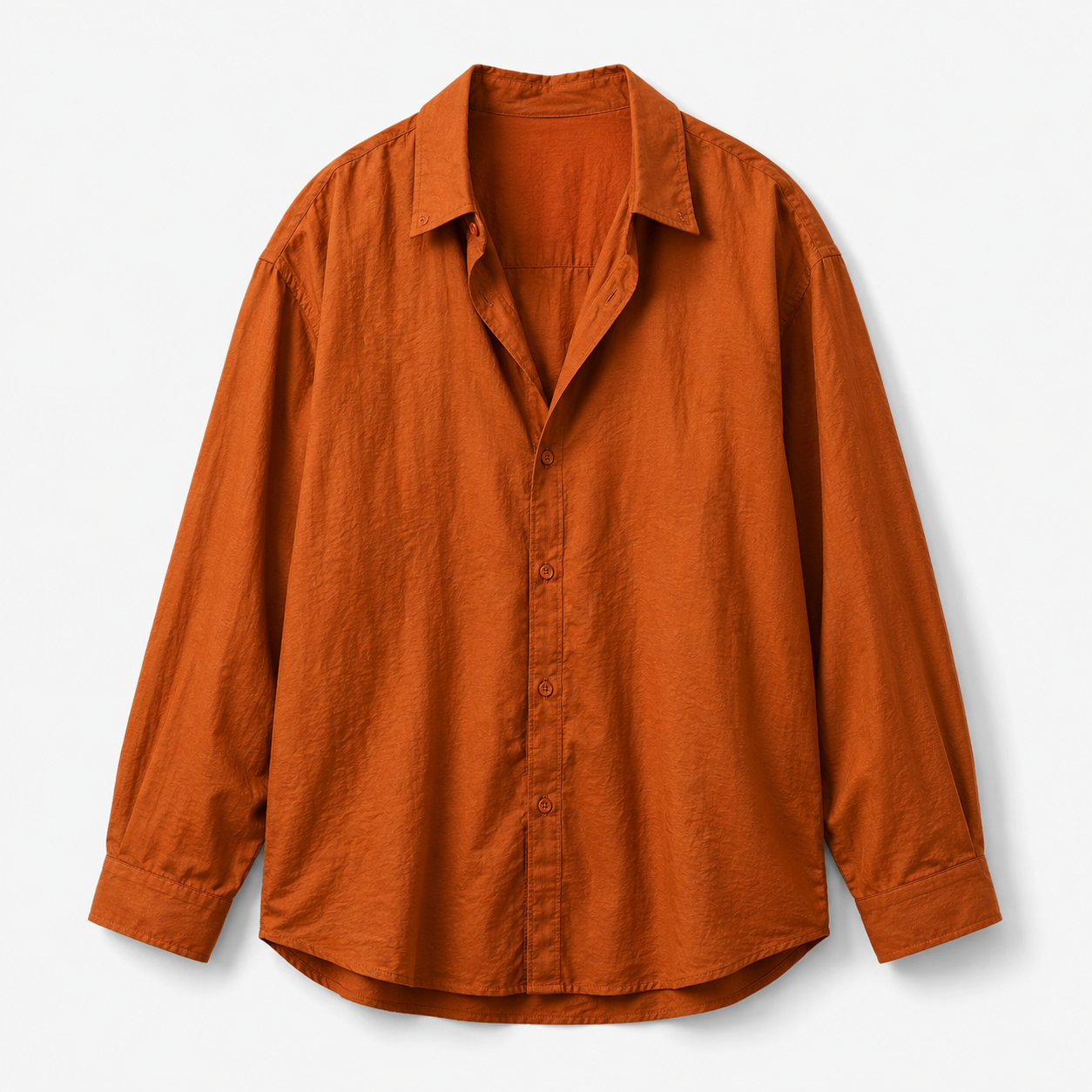 VARENFORM Relaxed Plant Fiber Shirt Shorts Set VF-06659S Rust Orange shirt flat view