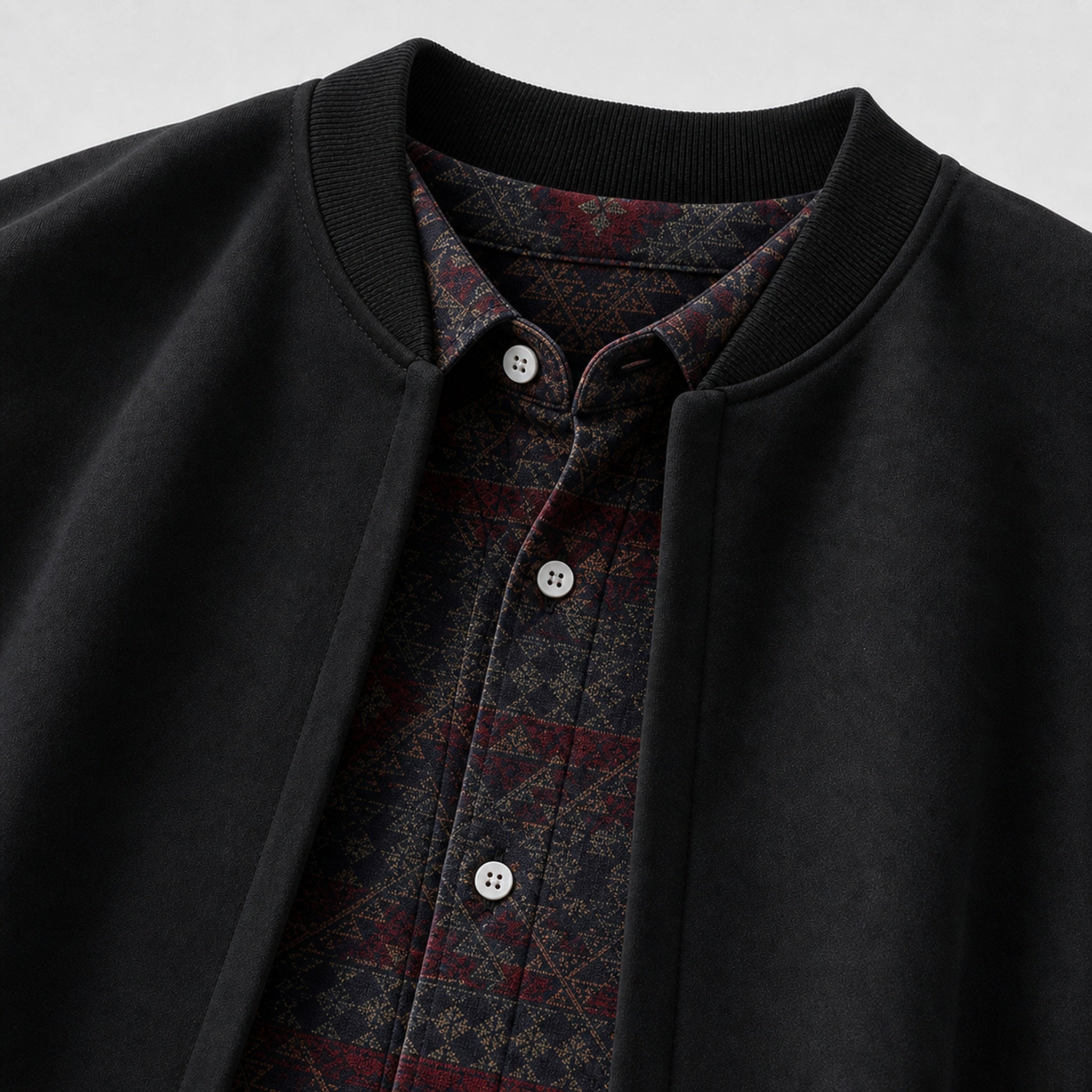 VAREN FORM Retro Layered Open Front Sweatshirt Jacket black layered detail