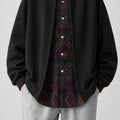 VAREN FORM Retro Layered Open Front Sweatshirt Jacket black model front