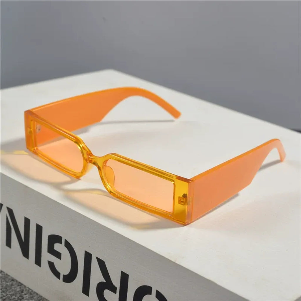 Retro Narrow Rectangular Sunglasses - orange product view