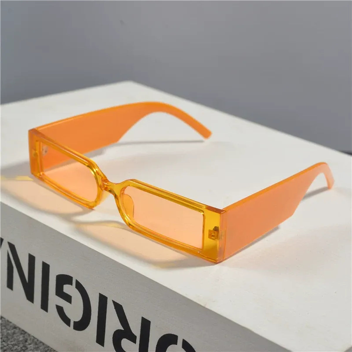 Retro Narrow Rectangular Sunglasses - orange product view