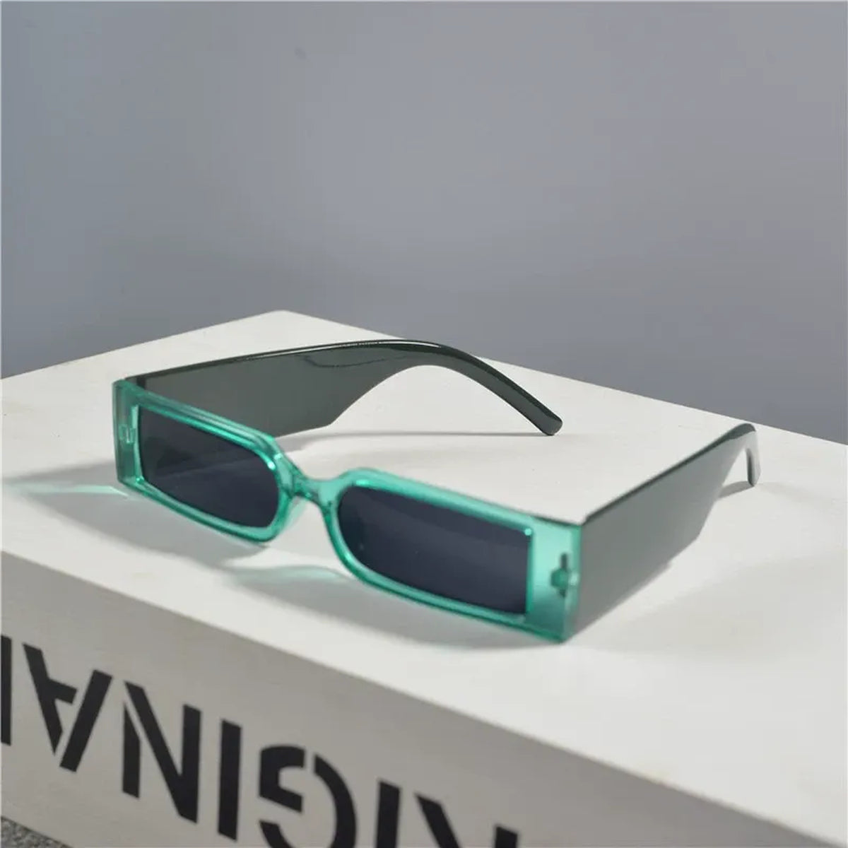 Retro Narrow Rectangular Sunglasses - green product view
