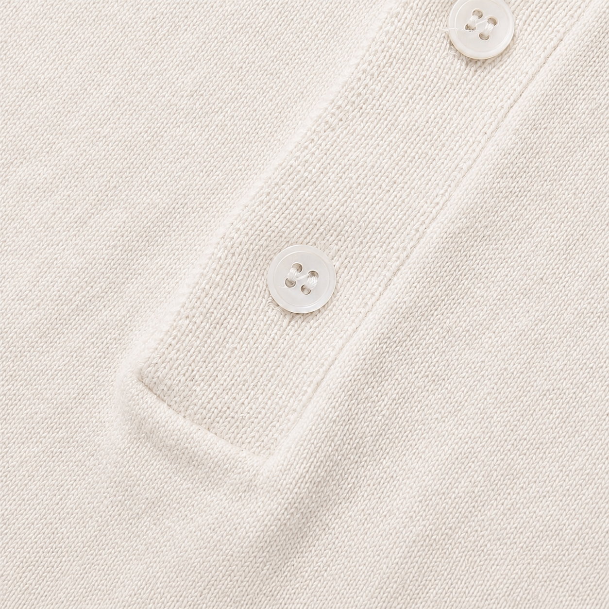 VARENFORM Ribbed Knit Henley Short Sleeve Tee VF-K718H in Ivory placket detail