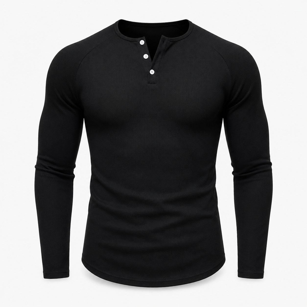 VAREN FORM Ribbed Raglan Long Sleeve Henley Shirt black product front