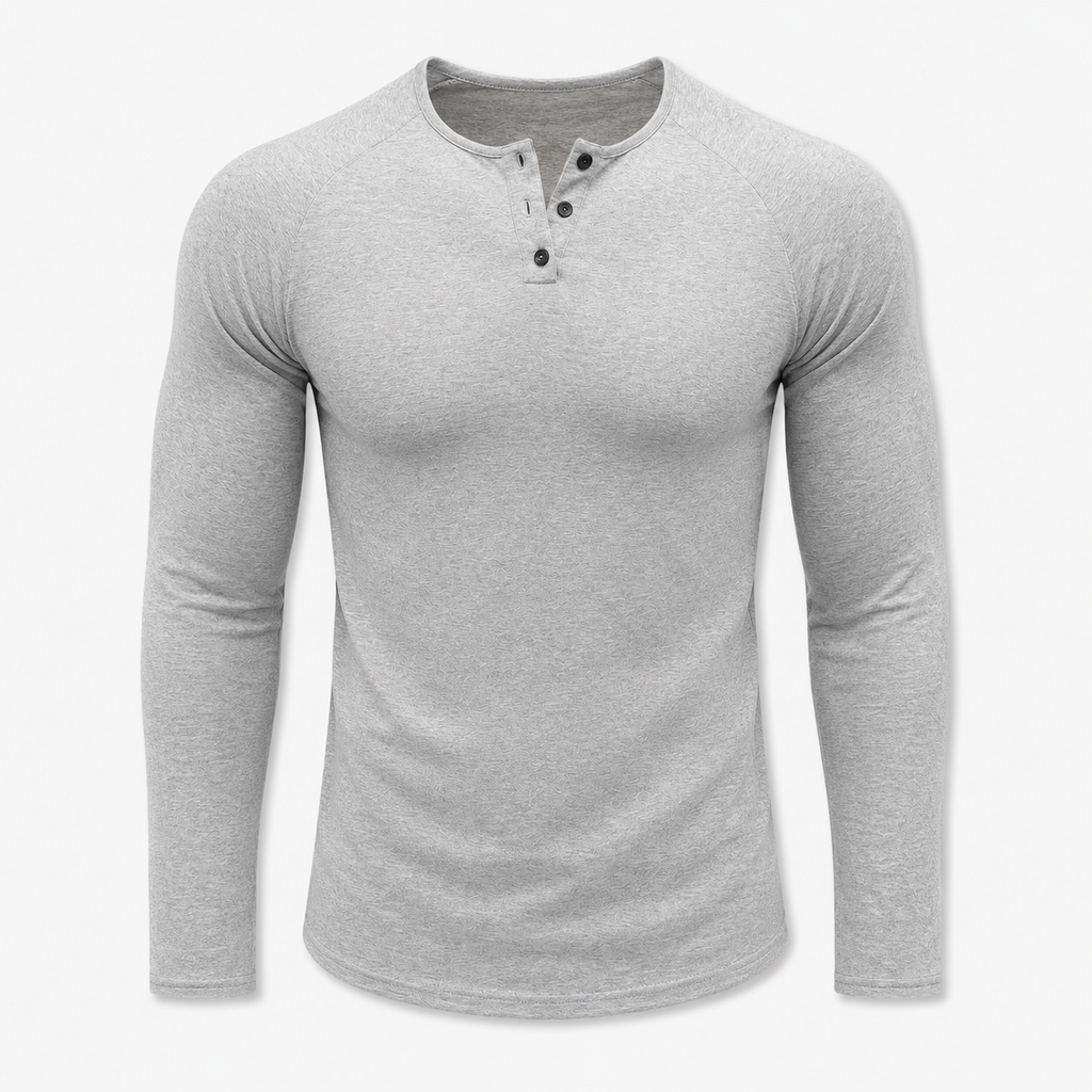 VAREN FORM Ribbed Raglan Long Sleeve Henley Shirt light grey product front