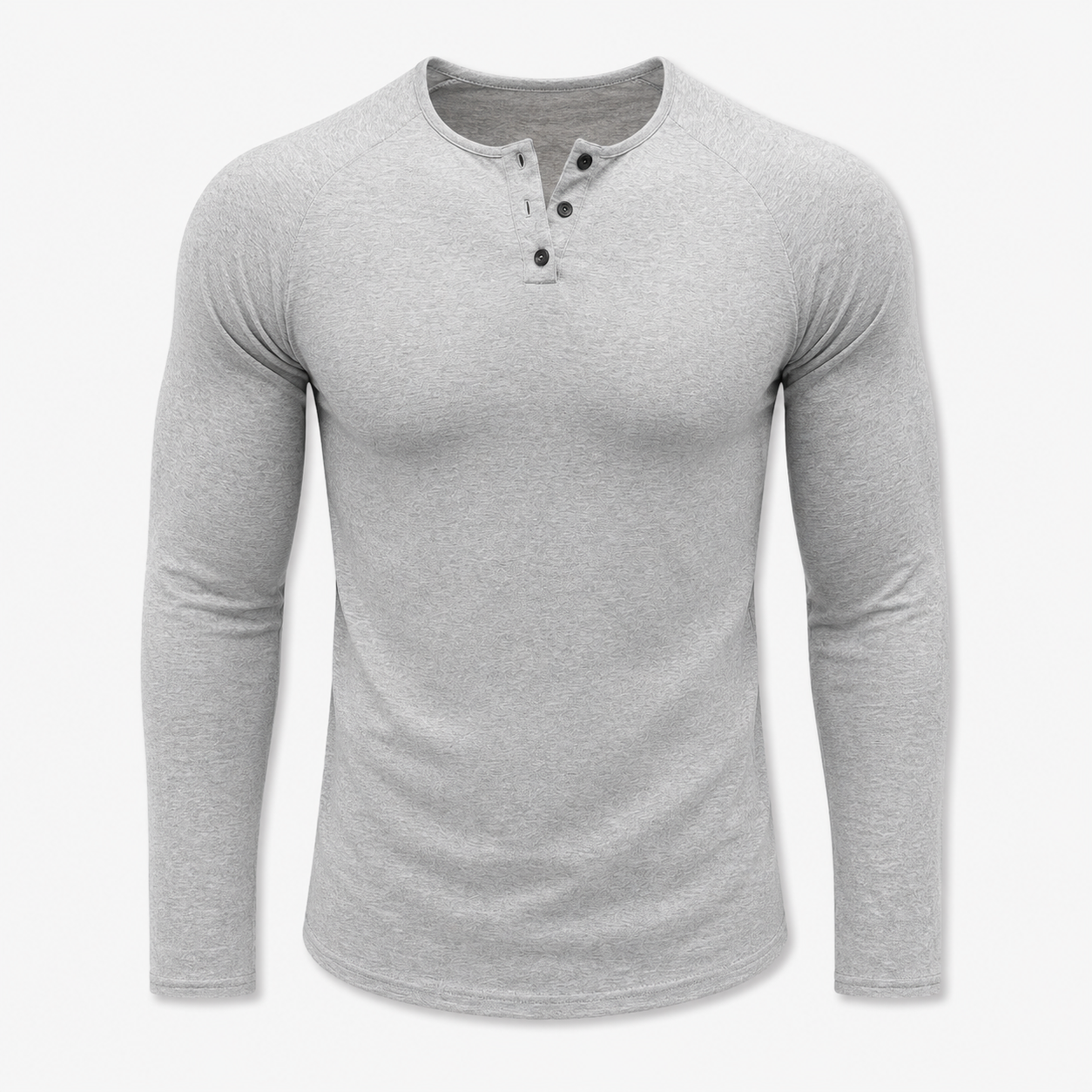VAREN FORM Ribbed Raglan Long Sleeve Henley Shirt light grey product front