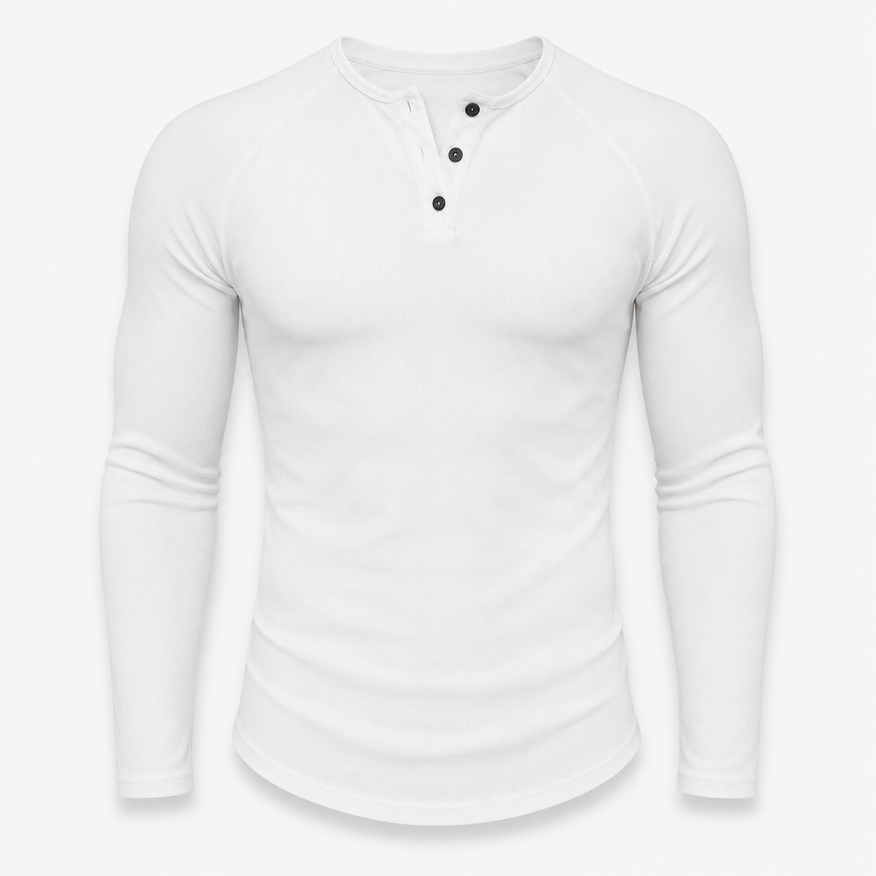 VAREN FORM Ribbed Raglan Long Sleeve Henley Shirt white product front