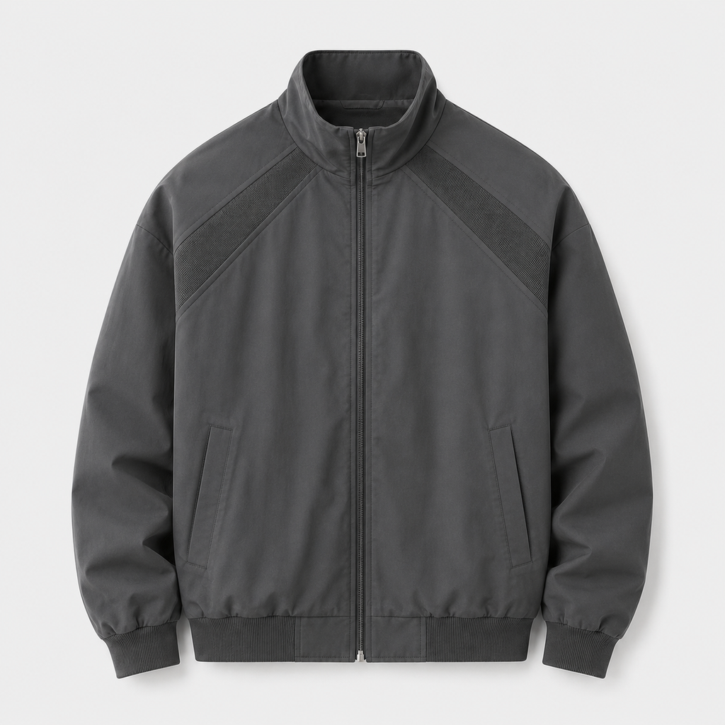 VAREN FORM Stand Collar Bomber Flight Jacket charcoal grey product front
