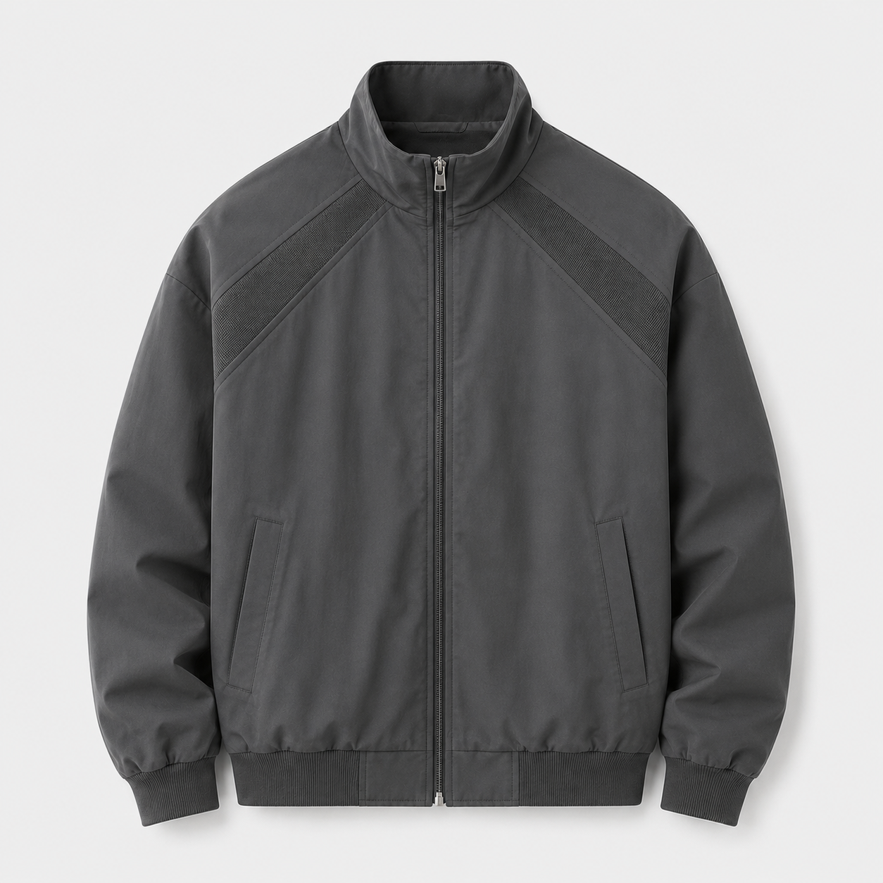 VAREN FORM Stand Collar Bomber Flight Jacket charcoal grey product front