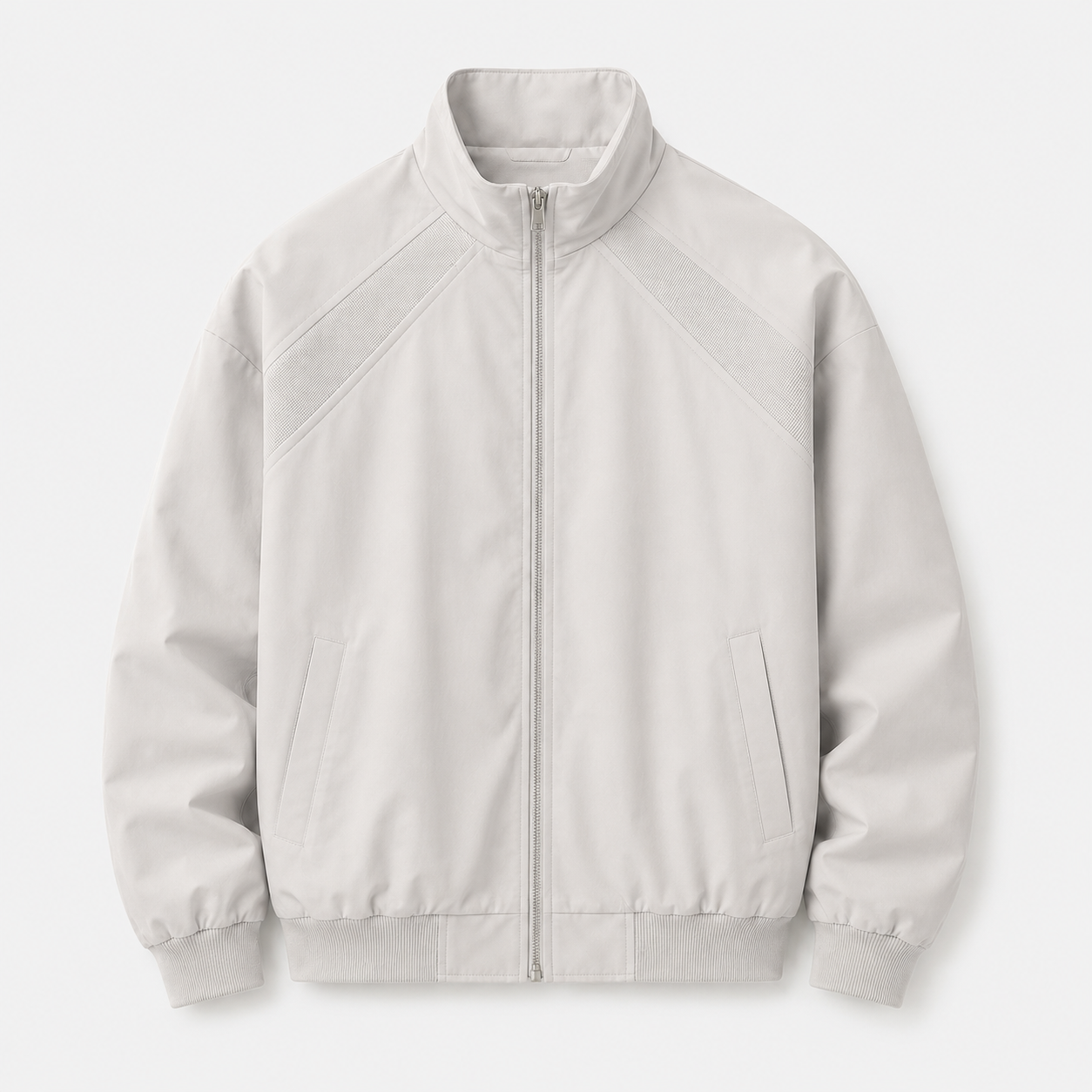 VAREN FORM Stand Collar Bomber Flight Jacket white product front