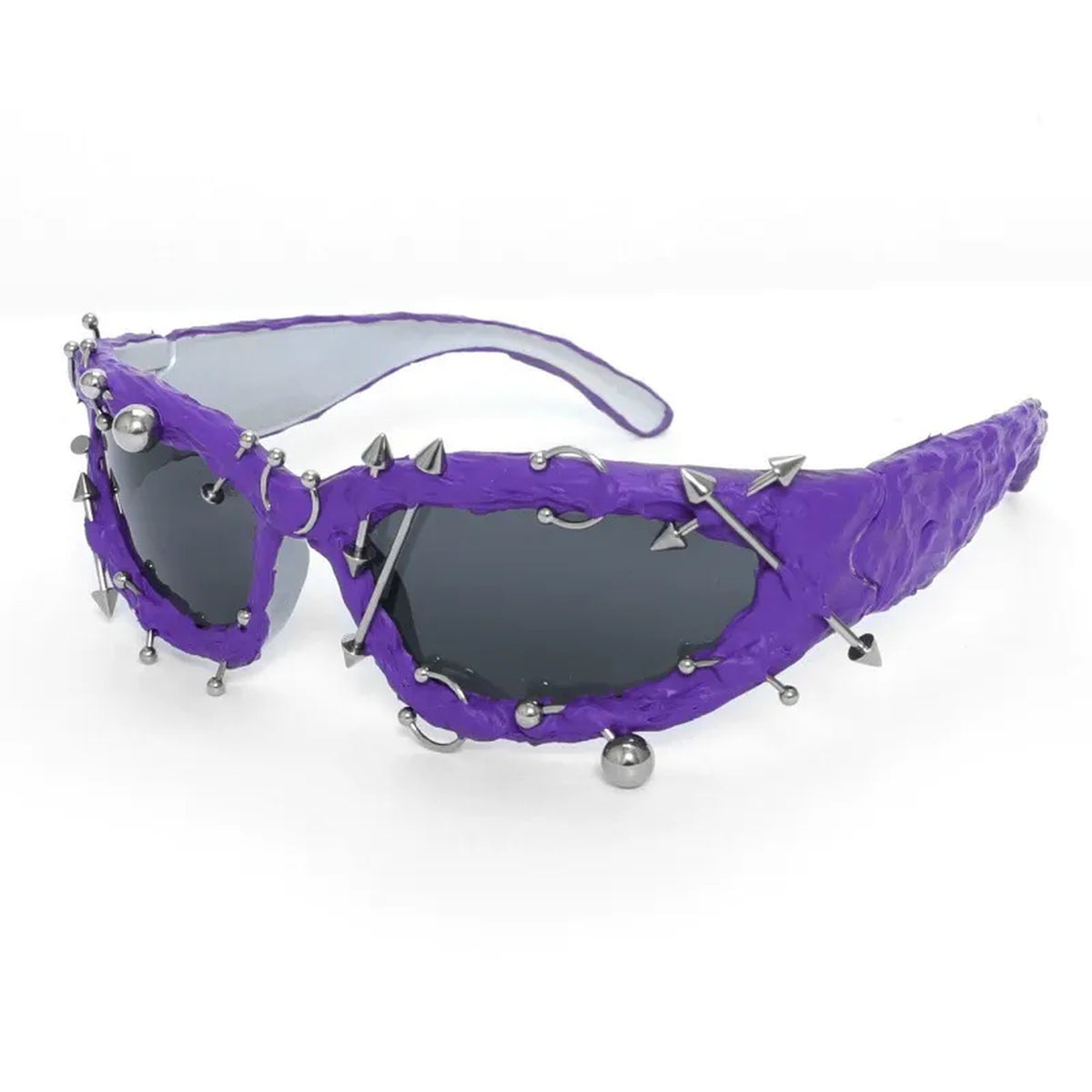 Studded Gothic Shield Sunglasses - purple product view
