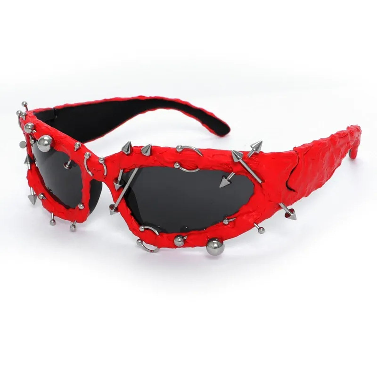 Studded Gothic Shield Sunglasses - red product view