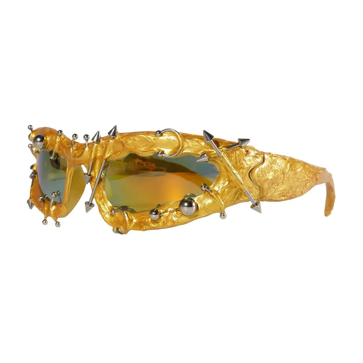 Studded Gothic Shield Sunglasses - gold product view