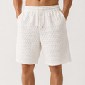 VAREN FORM Textured Ice Silk Five-Inch Shorts white model front