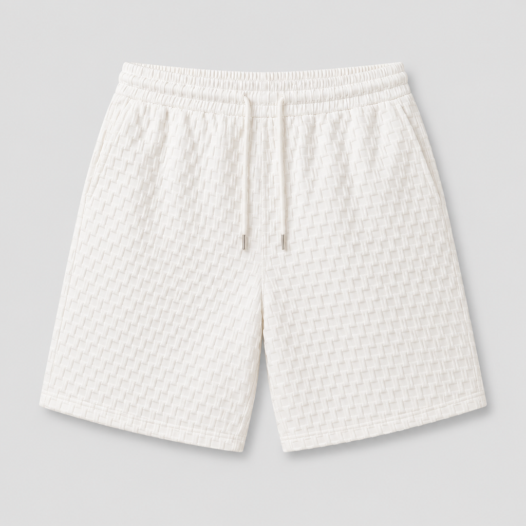 VAREN FORM Textured Ice Silk Five-Inch Shorts white product front