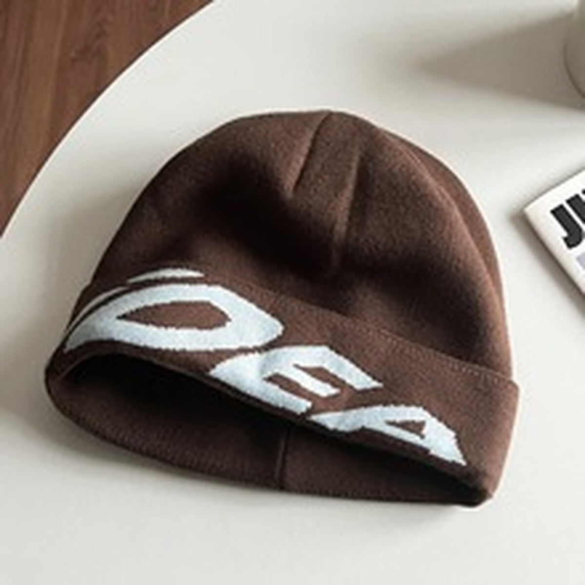 Unisex Ribbed Outdoor Knit Beanie - brown product view