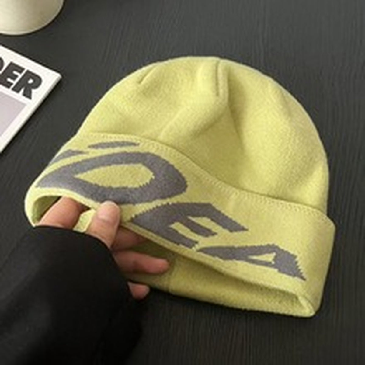 Unisex Ribbed Outdoor Knit Beanie - light green product view