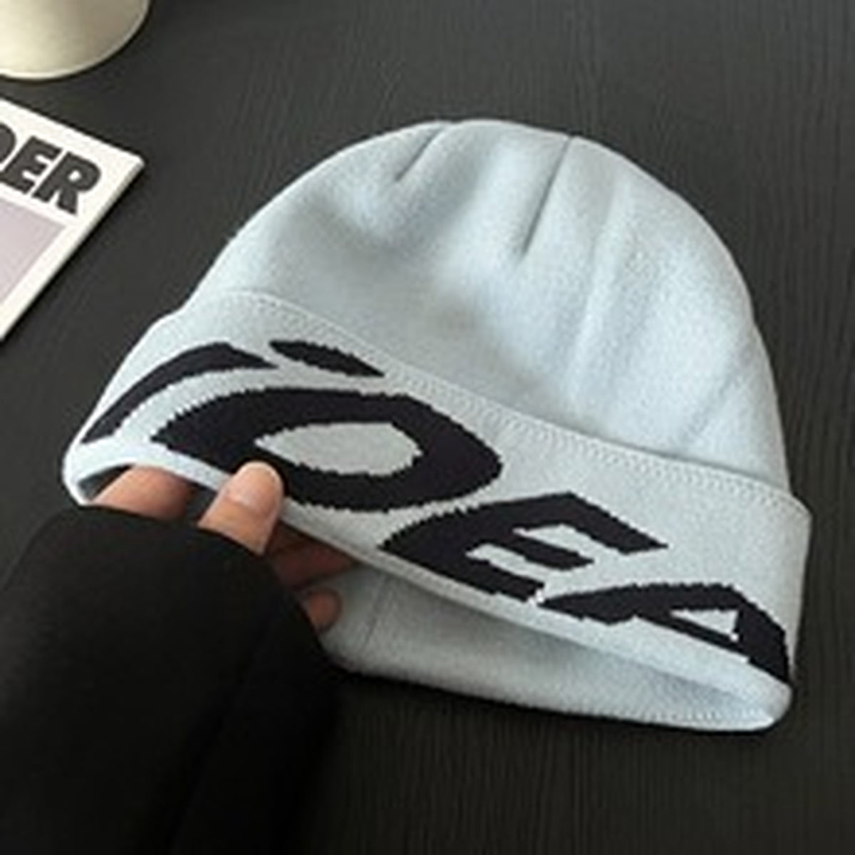 Unisex Ribbed Outdoor Knit Beanie - light blue product view