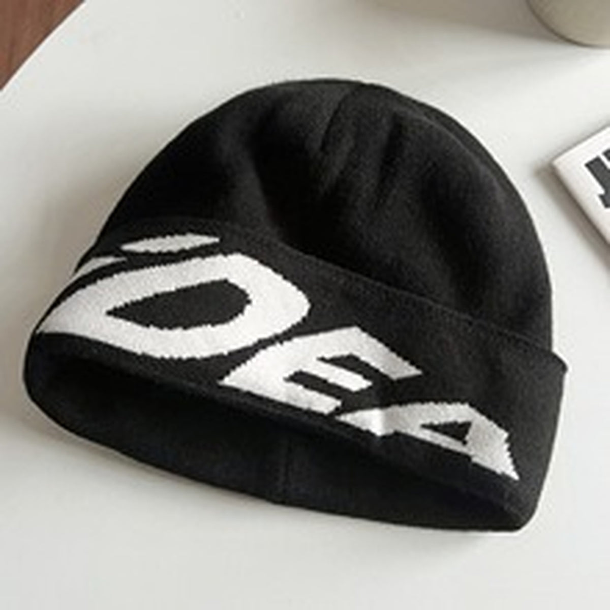 Unisex Ribbed Outdoor Knit Beanie - black product view