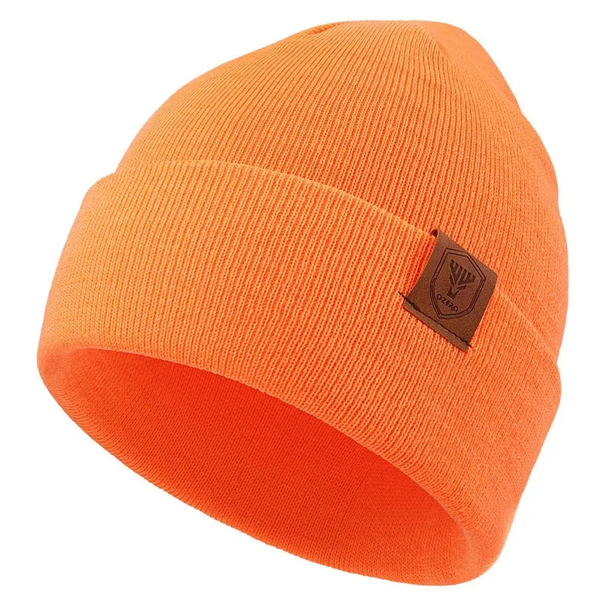 Unisex Solid Ribbed Cuff Beanie - orange product view