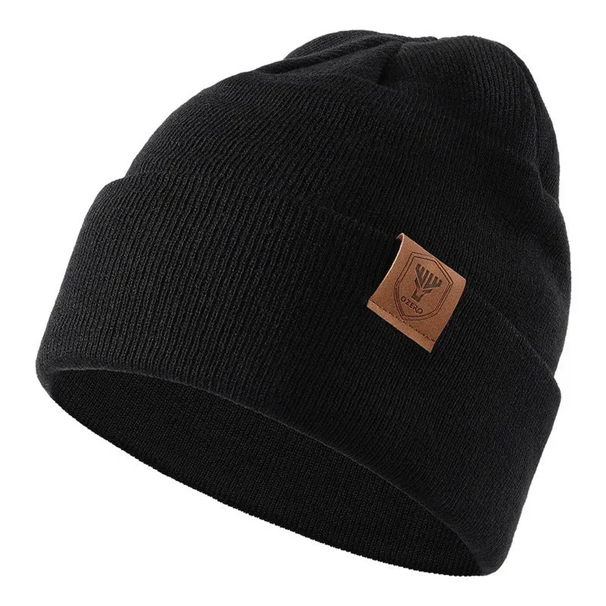 Unisex Solid Ribbed Cuff Beanie - black product view