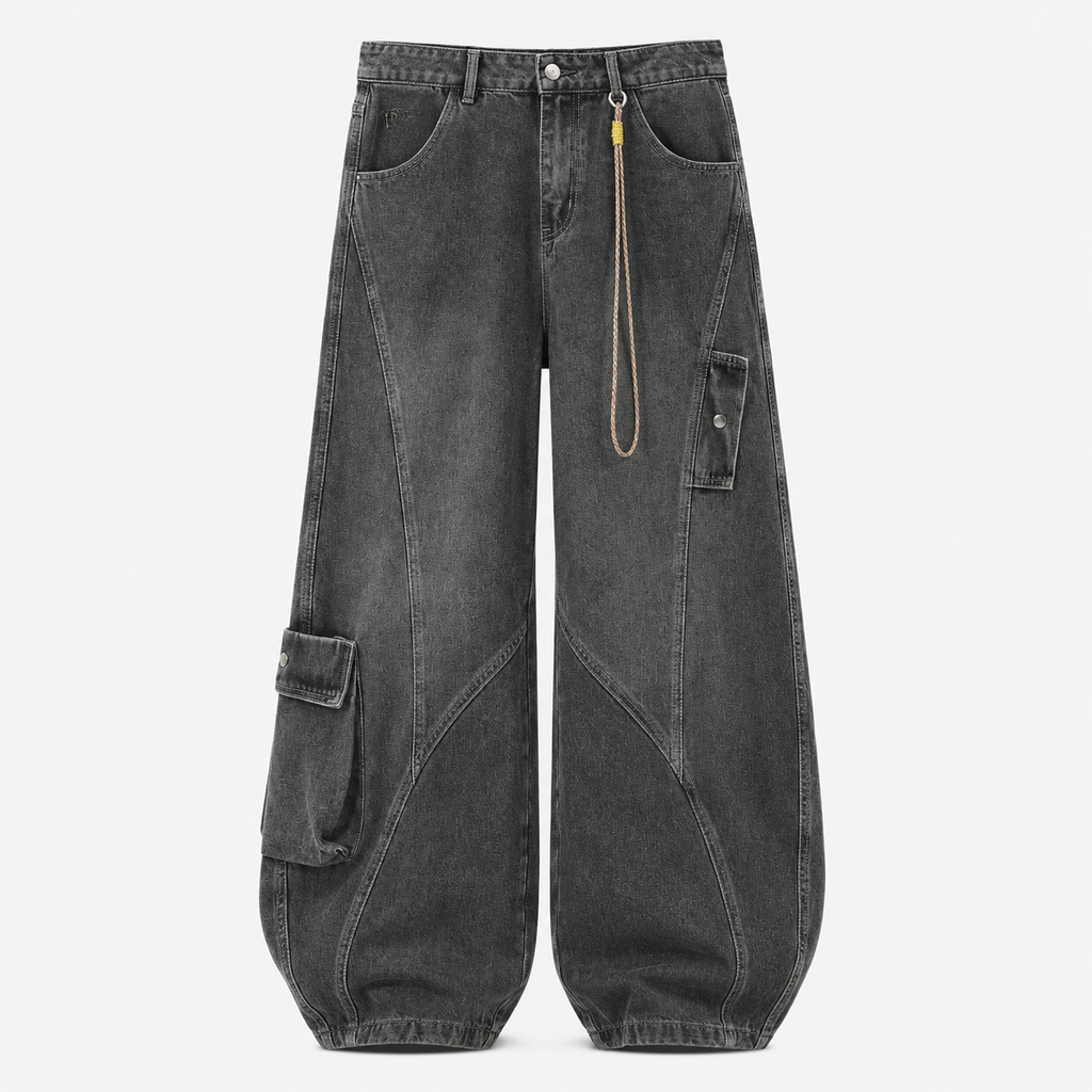 VAREN FORM Utility Pocket Wide-Leg Jeans washed black product front