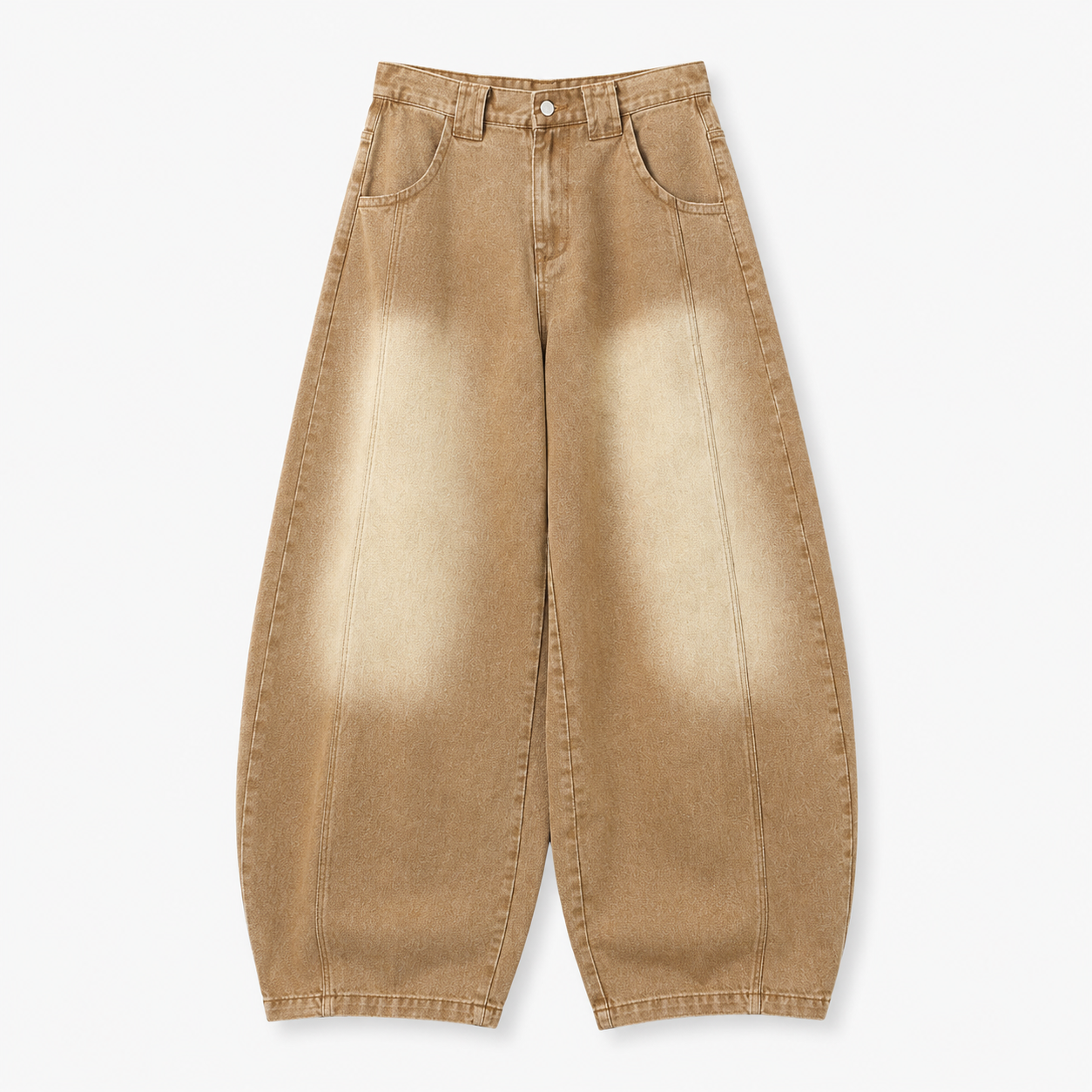 VAREN FORM Vintage Washed Curved Wide-Leg Jeans khaki wash product front