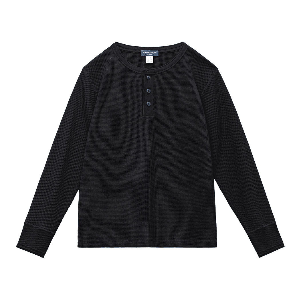 Men's Heavyweight Waffle-Knit Henley Long-Sleeve Tee - product view