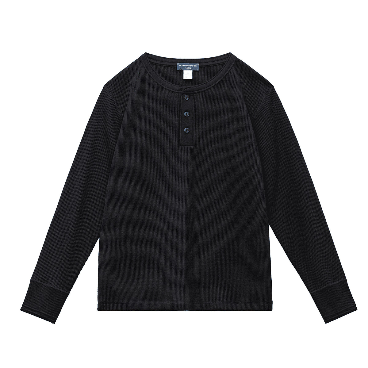 Men's Heavyweight Waffle-Knit Henley Long-Sleeve Tee - product view