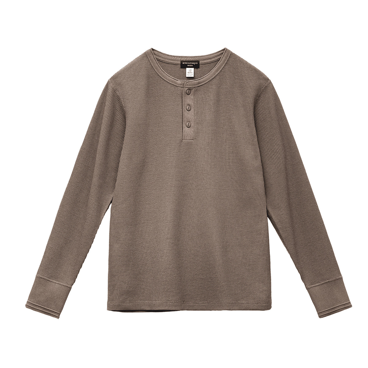 Men's Heavyweight Waffle-Knit Henley Long-Sleeve Tee - product view