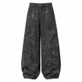 VAREN FORM Vintage Print Wide-Leg Jeans in Washed Black for men's gym-to-street wear