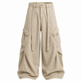 VAREN FORM Vintage Washed Wide-Leg Work Jeans in Khaki Wash for men's gym and streetwear