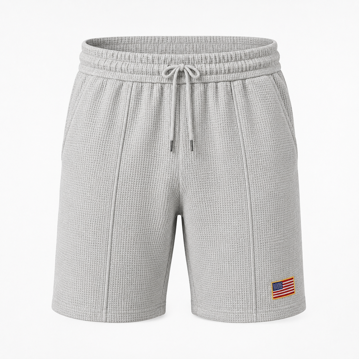 VAREN FORM Waffle Flag Patch Sweat Shorts sand beige product front