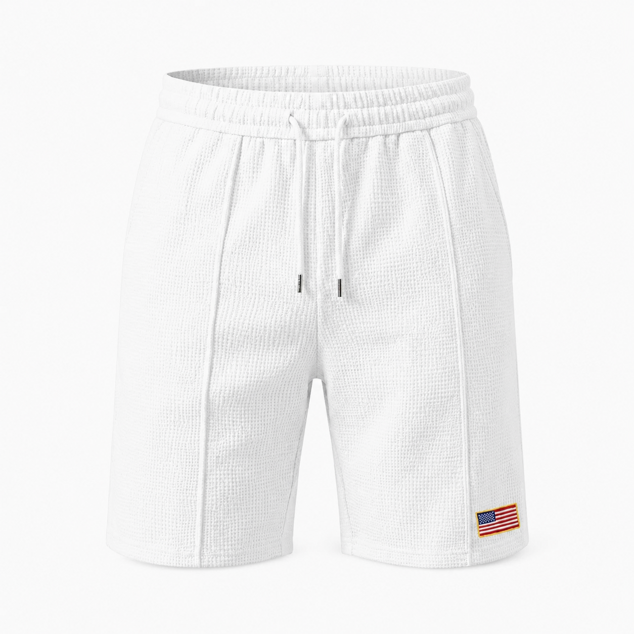 VAREN FORM Waffle Flag Patch Sweat Shorts white product front