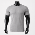 VAREN FORM Waffle Knit Fitted Training Tee in Heather Grey for men's gym and streetwear